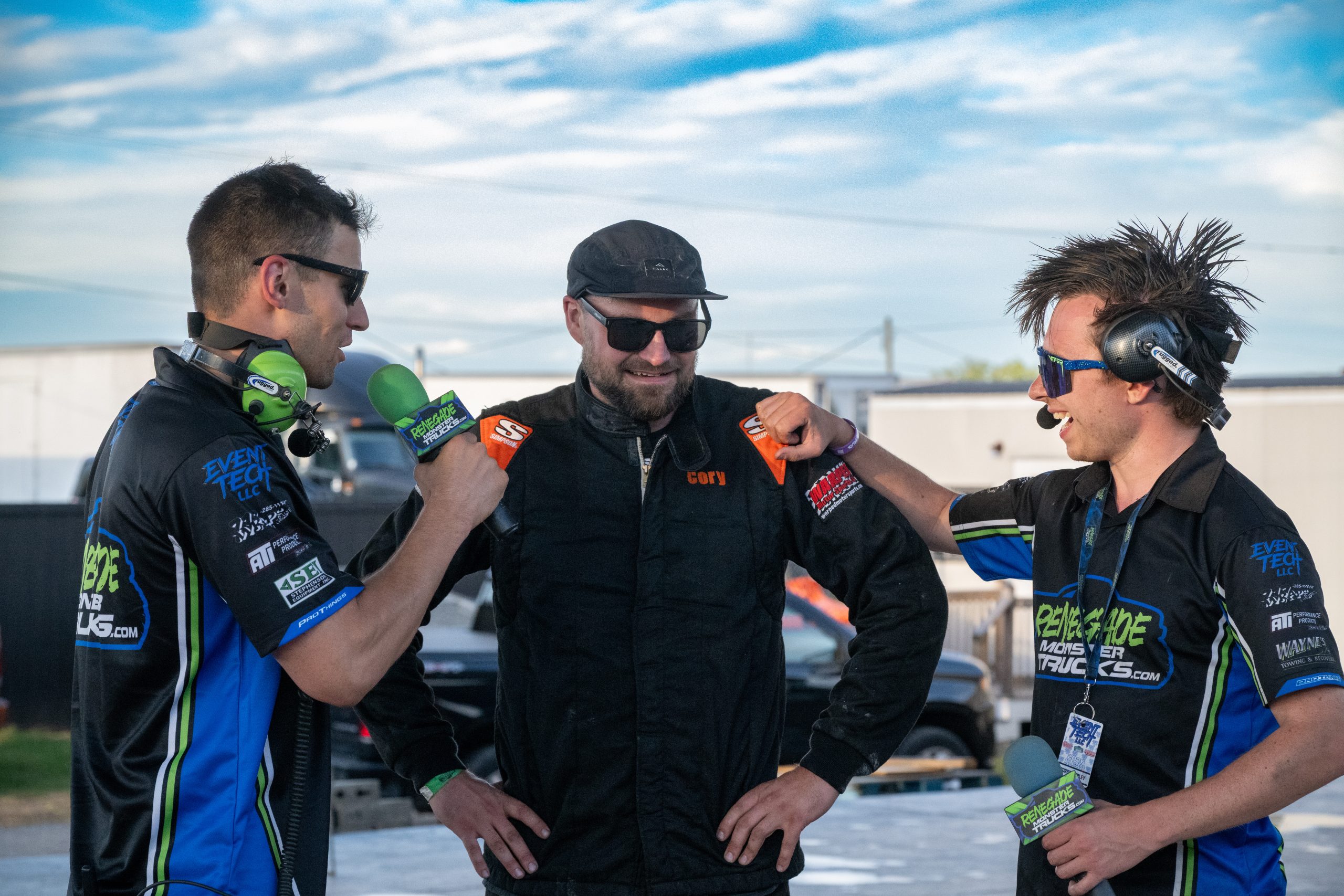 Toxic Monster Truck driver Cory Snyder being interviewed before an event