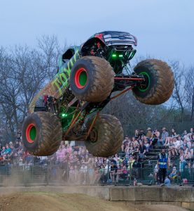 The Toxic Monster Truck hitting a jump during the freestyle competition