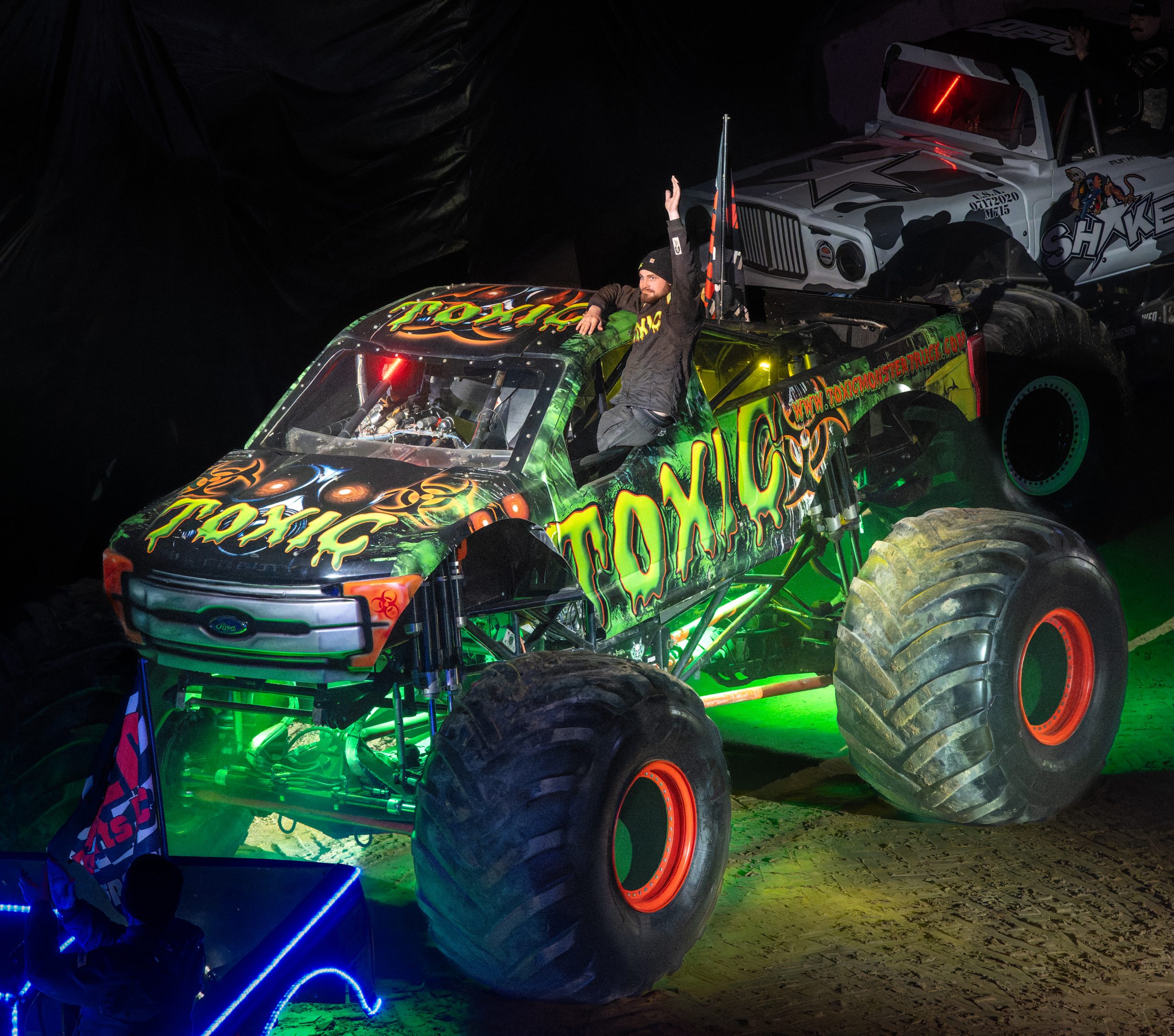 Toxic Monster Truck and driver Cory Snyder acknowledging the audience at the Wicomico Youth & Civic Center in Salisbury, MD on January 30, 2026