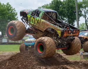 Toxic Monster Truck performing a transition jump in the best trick competition in Boonsboro, Maryland, USA